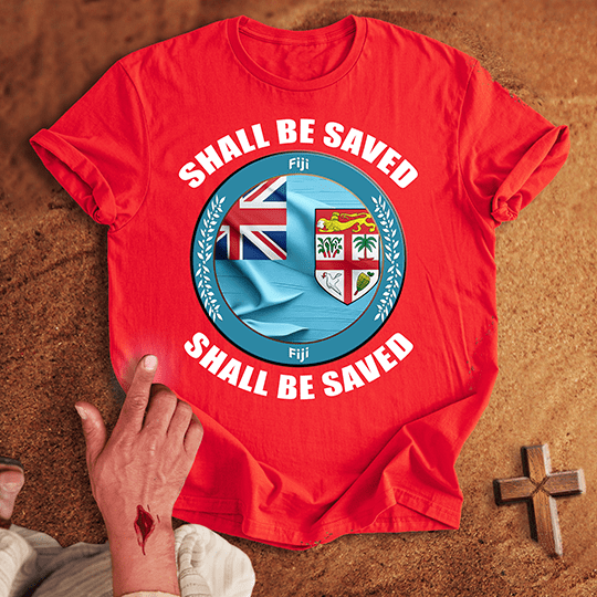 Fiji Shall Be Saved T Shirt - White M | Biblical & Scripture Inspired Apparel | Jesus Monk