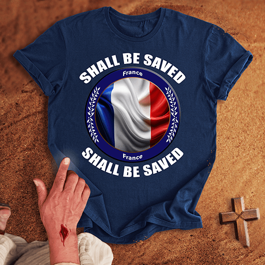 France Shall Be Saved T Shirt - Red M | Biblical & Scripture Inspired Apparel | Jesus Monk