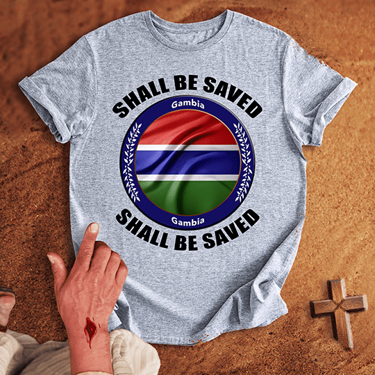 Gambia Shall Be Saved T Shirt - Navy M | Biblical & Scripture Inspired Apparel | Jesus Monk