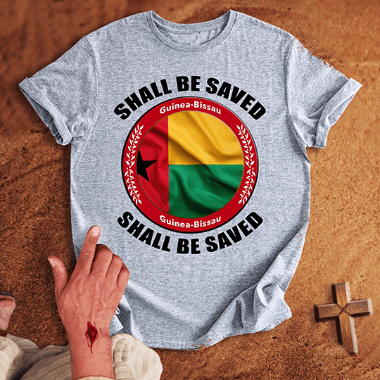 Guinea Bissau Shall Be Saved T Shirt - Red XL | Biblical & Scripture Inspired Apparel | Jesus Monk