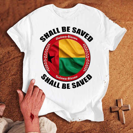 Guinea Bissau Shall Be Saved T Shirt - Red 2XL | Biblical & Scripture Inspired Apparel | Jesus Monk
