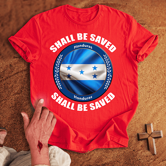 Honduras Shall Be Saved T Shirt - Tropical Blue M | Biblical & Scripture Inspired Apparel | Jesus Monk