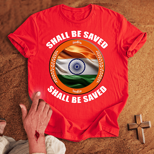 India Shall Be Saved T Shirt - Sand S | Biblical & Scripture Inspired Apparel | Jesus Monk