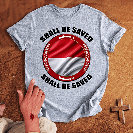 Indonesia Shall Be Saved T Shirt - Red L | Biblical & Scripture Inspired Apparel | Jesus Monk