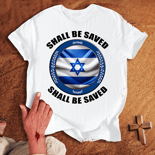 Israel Shall Be Saved T Shirt - Navy M | Biblical & Scripture Inspired Apparel | Jesus Monk
