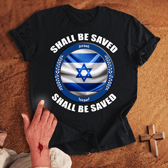 Israel Shall Be Saved T Shirt - Navy 3XL | Biblical & Scripture Inspired Apparel | Jesus Monk