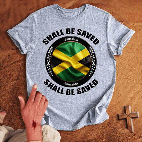 Jamaica Shall Be Saved T Shirt - Tropical Blue M | Biblical & Scripture Inspired Apparel | Jesus Monk