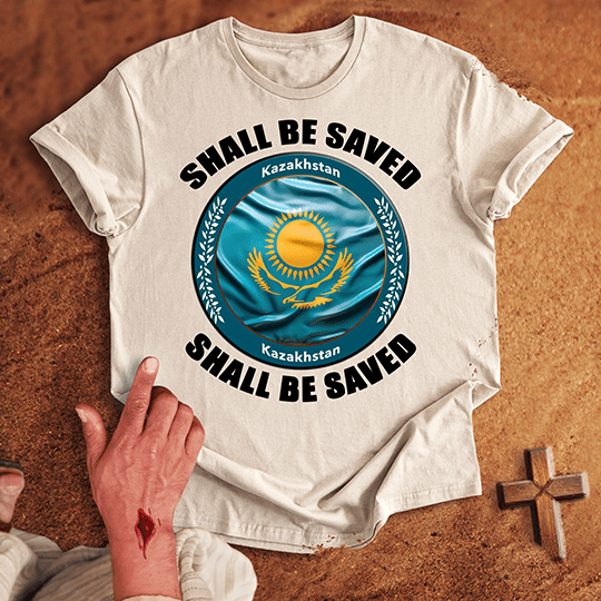 Kazakhstan Shall Be Saved T Shirt - Tropical Blue M | Biblical & Scripture Inspired Apparel | Jesus Monk
