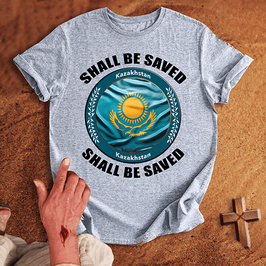 Kazakhstan Shall Be Saved T Shirt - Tropical Blue XL | Biblical & Scripture Inspired Apparel | Jesus Monk