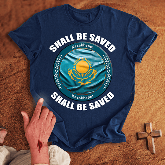 Kazakhstan Shall Be Saved T Shirt - Sand S | Biblical & Scripture Inspired Apparel | Jesus Monk
