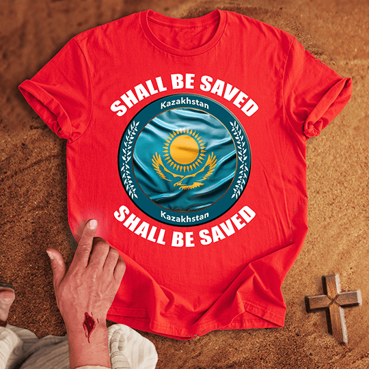 Kazakhstan Shall Be Saved T Shirt - Sand M | Biblical & Scripture Inspired Apparel | Jesus Monk