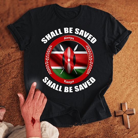 Kenya Shall Be Saved T Shirt - Military Green M | Biblical & Scripture Inspired Apparel | Jesus Monk