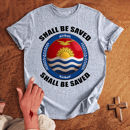 Kiribati Shall Be Saved T Shirt - Navy M | Biblical & Scripture Inspired Apparel | Jesus Monk