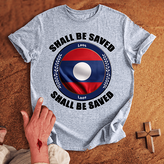 Laos Shall Be Saved T Shirt - Navy 2XL | Biblical & Scripture Inspired Apparel | Jesus Monk