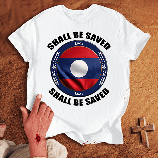 Laos Shall Be Saved T Shirt - Navy M | Biblical & Scripture Inspired Apparel | Jesus Monk