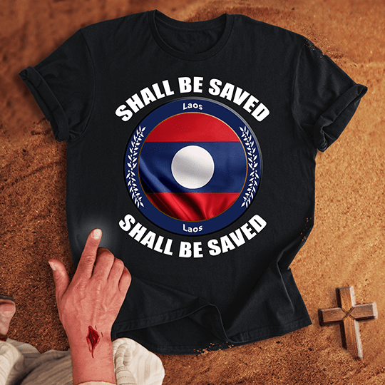 Laos Shall Be Saved T Shirt - Navy 3XL | Biblical & Scripture Inspired Apparel | Jesus Monk