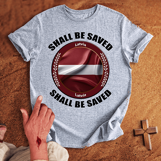 Latvia Shall Be Saved T Shirt - White 2XL | Biblical & Scripture Inspired Apparel | Jesus Monk