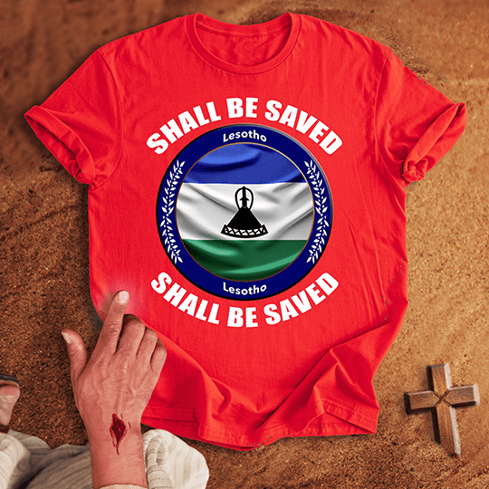 Lesotho Shall Be Saved T Shirt - Navy S | Biblical & Scripture Inspired Apparel | Jesus Monk