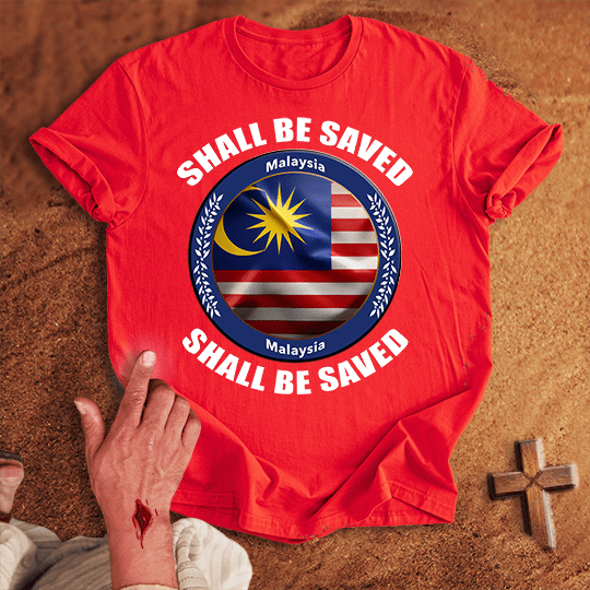 Malaysia Shall Be Saved T Shirt - White S | Biblical & Scripture Inspired Apparel | Jesus Monk