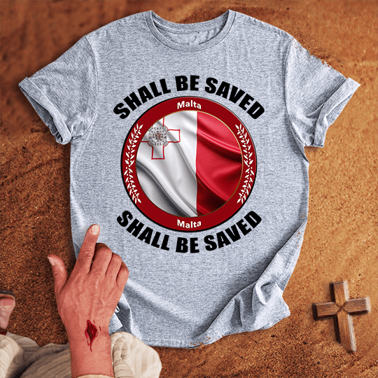 Malta Shall Be Saved T Shirt - Red 2XL | Biblical & Scripture Inspired Apparel | Jesus Monk