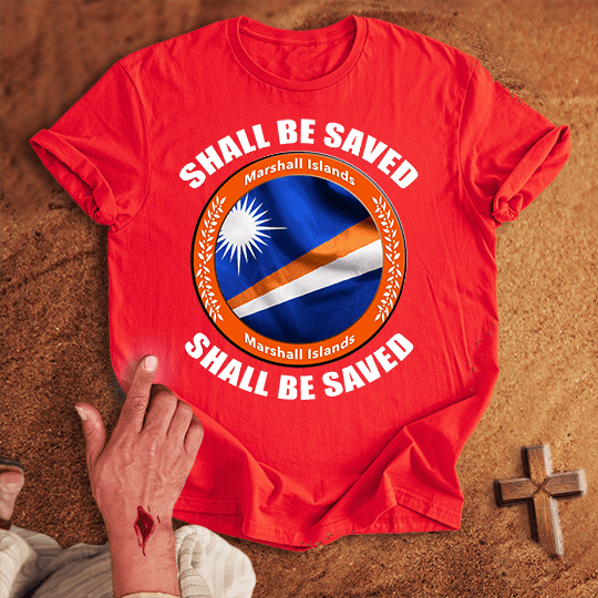 Marshall Islands Shall Be Saved T Shirt - Navy S | Biblical & Scripture Inspired Apparel | Jesus Monk