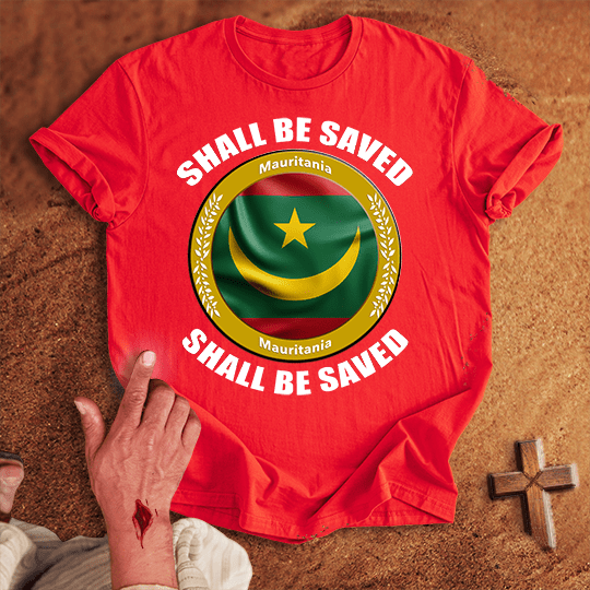 Mauritania Shall Be Saved T Shirt - Sport Grey S | Biblical & Scripture Inspired Apparel | Jesus Monk