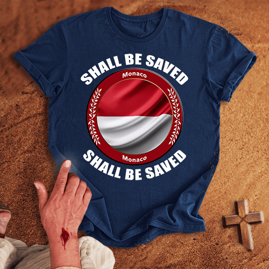 Monaco Shall Be Saved T Shirt - Red S | Biblical & Scripture Inspired Apparel | Jesus Monk