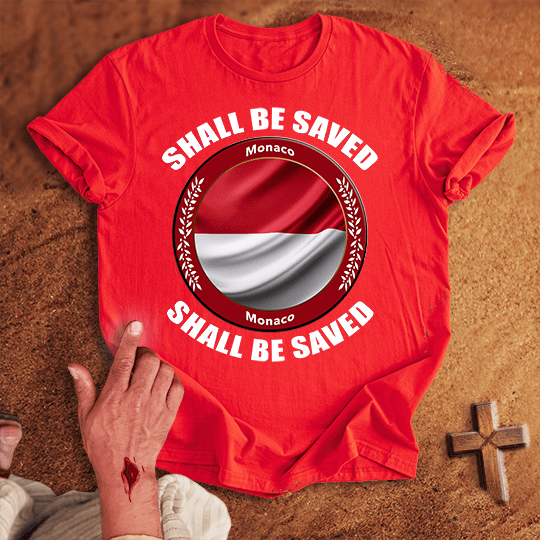 Monaco Shall Be Saved T Shirt - White M | Biblical & Scripture Inspired Apparel | Jesus Monk