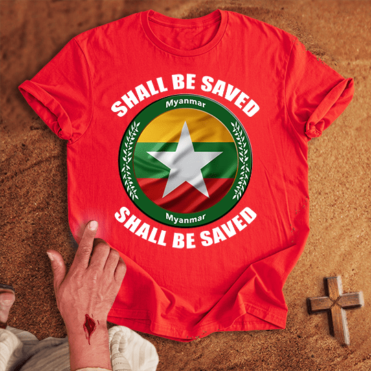 Myanmar Shall Be Saved T Shirt - Navy S | Biblical & Scripture Inspired Apparel | Jesus Monk