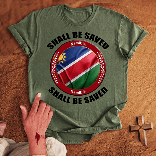 Namibia Shall Be Saved T Shirt - Red M | Biblical & Scripture Inspired Apparel | Jesus Monk