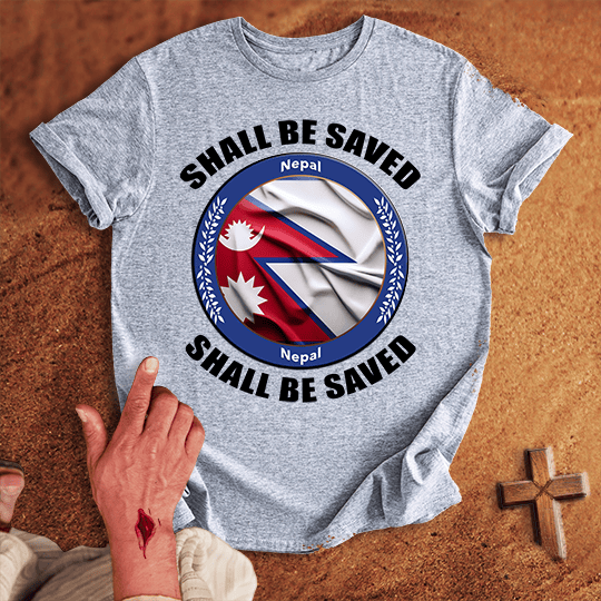 Nepal Shall Be Saved T Shirt - Navy M | Biblical & Scripture Inspired Apparel | Jesus Monk