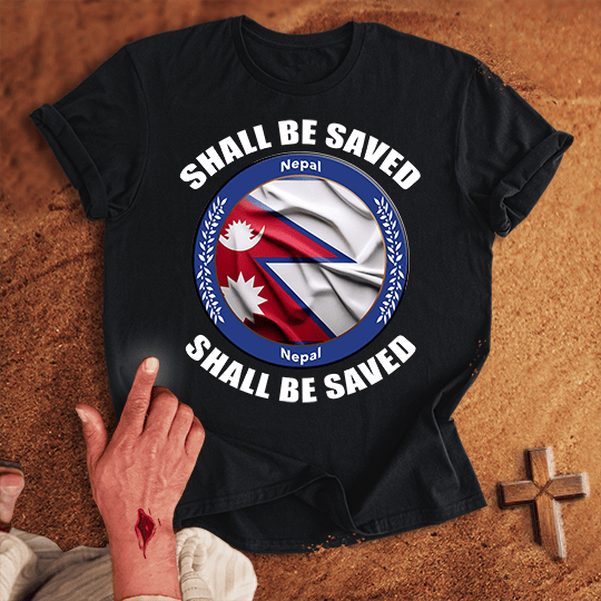 Nepal Shall Be Saved T Shirt - Navy 3XL | Biblical & Scripture Inspired Apparel | Jesus Monk