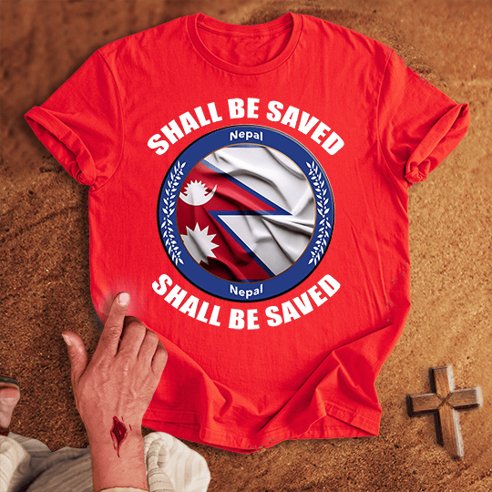 Nepal Shall Be Saved T Shirt - Sport Grey S | Biblical & Scripture Inspired Apparel | Jesus Monk