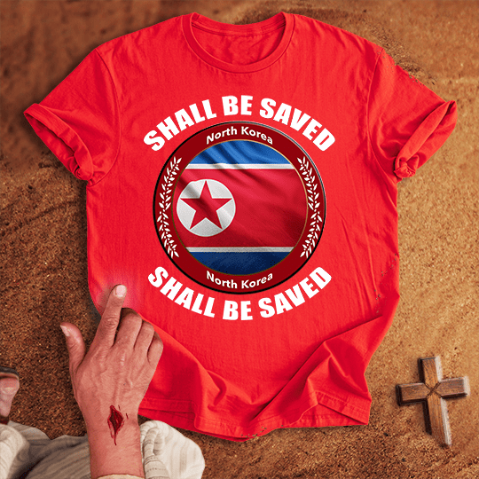 North Korea Shall Be Saved T Shirt - Navy S | Biblical & Scripture Inspired Apparel | Jesus Monk