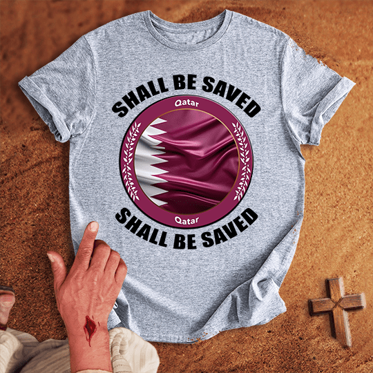 Qatar Shall Be Saved T Shirt - White 2XL | Biblical & Scripture Inspired Apparel | Jesus Monk