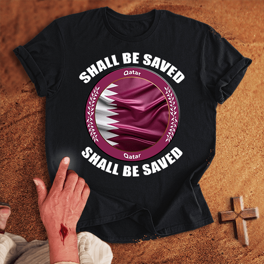 Qatar Shall Be Saved T Shirt - White M | Biblical & Scripture Inspired Apparel | Jesus Monk