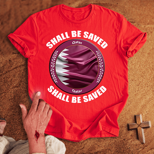 Qatar Shall Be Saved T Shirt - Black S | Biblical & Scripture Inspired Apparel | Jesus Monk