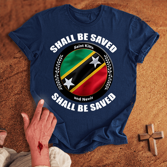 Saint Kitts And Nevis Shall Be Saved T Shirt - Black 3XL | Biblical & Scripture Inspired Apparel | Jesus Monk