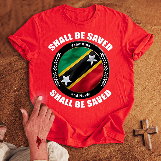 Saint Kitts And Nevis Shall Be Saved T Shirt - Sport Grey S | Biblical & Scripture Inspired Apparel | Jesus Monk