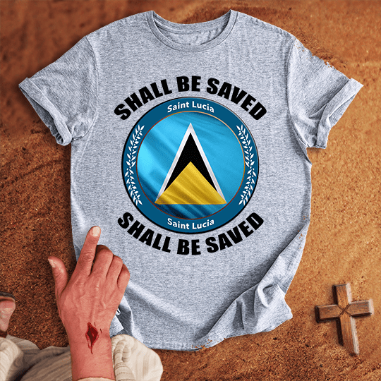 Saint Lucia Shall Be Saved T Shirt - Tropical Blue XL | Biblical & Scripture Inspired Apparel | Jesus Monk
