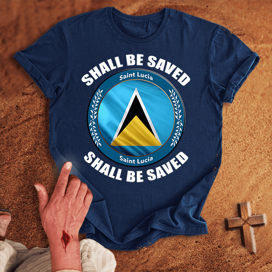 Saint Lucia Shall Be Saved T Shirt - Sand S | Biblical & Scripture Inspired Apparel | Jesus Monk