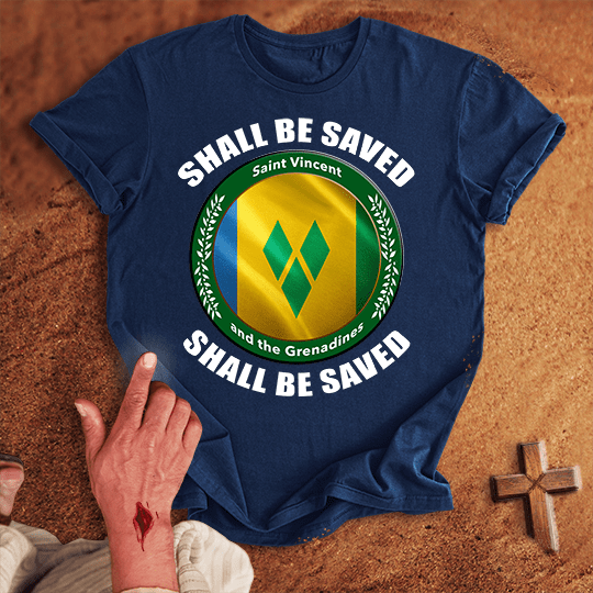 Saint Vincent And The Grenadines Shall Be Saved T Shirt - Military Green 3XL | Biblical & Scripture Inspired Apparel | Jesus Monk