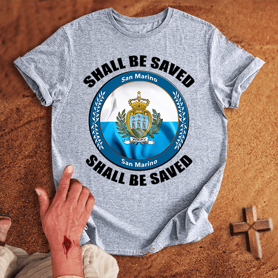 San Marino Shall Be Saved T Shirt - Tropical Blue M | Biblical & Scripture Inspired Apparel | Jesus Monk