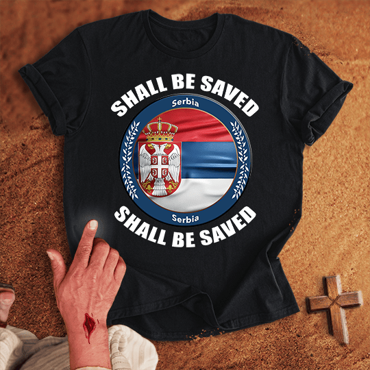 Serbia Shall Be Saved T Shirt - Navy 3XL | Biblical & Scripture Inspired Apparel | Jesus Monk