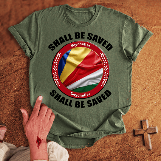Seychelles Shall Be Saved T Shirt - Red L | Biblical & Scripture Inspired Apparel | Jesus Monk