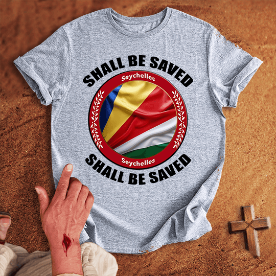 Seychelles Shall Be Saved T Shirt - Red M | Biblical & Scripture Inspired Apparel | Jesus Monk