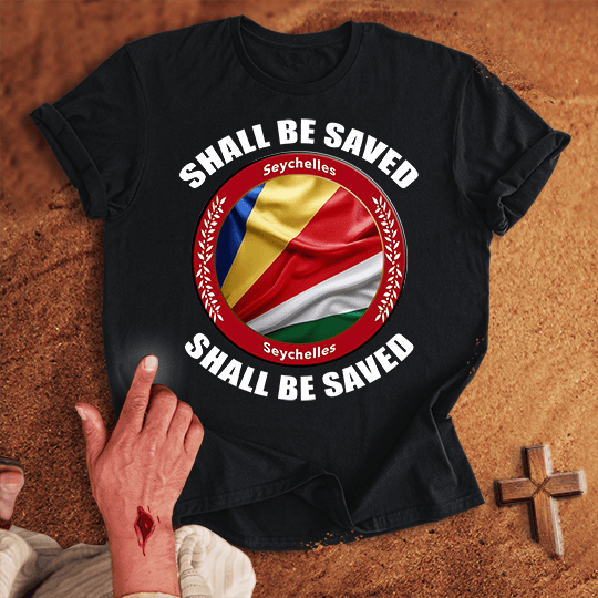 Seychelles Shall Be Saved T Shirt - Red 3XL | Biblical & Scripture Inspired Apparel | Jesus Monk