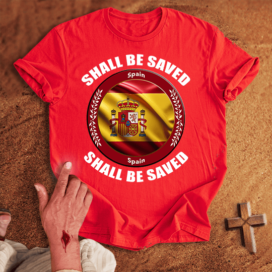 Spain Shall Be Saved T Shirt - Black S | Biblical & Scripture Inspired Apparel | Jesus Monk