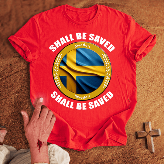 Sweden Shall Be Saved T Shirt - Navy S | Biblical & Scripture Inspired Apparel | Jesus Monk