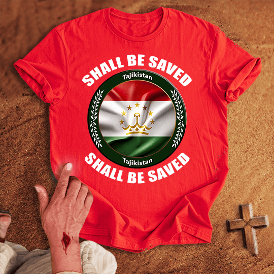 Tajikistan Shall Be Saved T Shirt - Black S | Biblical & Scripture Inspired Apparel | Jesus Monk